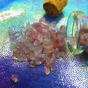 Strawberry Quartz Gemstone Chips In A Bottle Embellishments Natural Semi Preciou